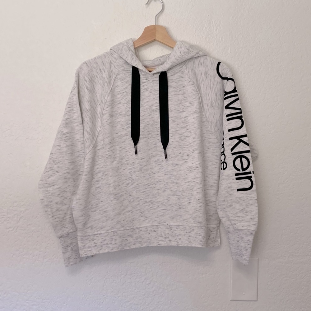Calvin‎ Klein Performance Crop Hoodie Heather Light Gray, Size S